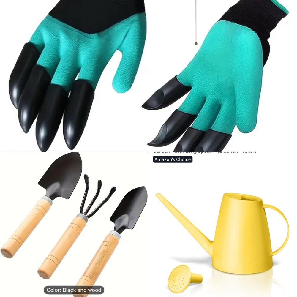Garden Tool Set with Claw Gloves and Watering Can